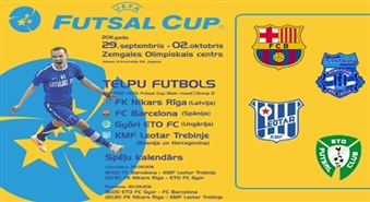 Futbols - Čempionu līga UEFA Futsal Cup Jelgavā 30.09. Atbalstīsim savu komandu FK "Nikars" ar 50% atlaidi!