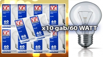 Целая упаковка ламп накаливания VOLTA (10 штук), 60 WAT, только за Ls 2.49!