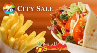 SULTAN KEBAB: Nepalaid garām! Neatkārtojami garšīgs LIELAIS vistas vai liellopa kebabs lavašā + mazie frī kartupeļi ar 50% atlaidi!