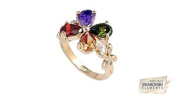 Кольцо “Юность” с нежным дизайном и яркими разноцветными кристаллами Swarovski Elements™.
