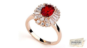 Грациозное кольцо "Рубиновая Тайна" в очень красивом исполнении из кристаллов Swarovski Elements™.