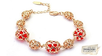 Романтичный браслет „Любовь” с кристаллами Swarovski™  с ажурным дизайном для юных модниц и романтичных Леди.