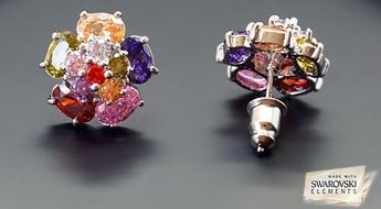 Великолепный комплект сережек “Радужный Цветок” с яркими кристаллами Swarovski Elements™ по ознакомительной цене.