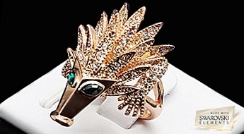 Кольцо "Золотой Дракончик" с уникальным дизайном кристаллов Swarovski™ для уникальной дамы!