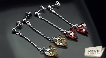 Классика и романтика! Романтичные серьги “Аншанте” с яркими Австрийскими кристаллами Swarovski Elements™ в виде сердечка.