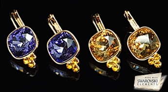 Восхитительные позолоченные серьги “Кристальная Романтика” с яркими кристаллами Swarovski Elements™ со скидкой 50%!