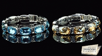 Роскошный позолоченный браслет “Люксор” с редким дизайном из синих кристаллов Swarovski Elements™.