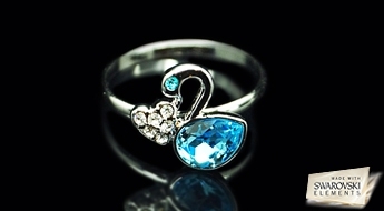 Обворожительное позолоченное кольцо “Принцесса-Лебедь II” с кристаллом Swarovski Elements™ со скидкой 50%!