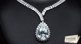 Ideāla dāvana līgavai! Apžilbinoši skaista kaklarota "Gerda II", rotāta ar lielu daudzumu caurspīdīgu Swarovski Elements™ kristālu.