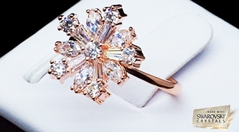 Невозможно пройти мимо! Позолоченное кольцо "Цветок Принцессы" с Австрийкими кристаллами Swarovski™ со скидкой 50%!