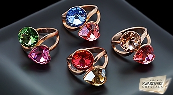 Нежное и очень яркое кольцо “Турис” с разноцветными кристаллами Swarovski™ со скидкой 50%.