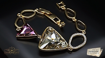 Позолоченный браслет “Крит” ограниченного тиража с кристаллами Swarovski™ золотого цвета.