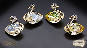 Обворожительные позолоченные серьги “Принцесса-Лебедь III” с кристаллами Swarovski™ со скидкой 50%!