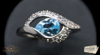 Очаровательное серебряное кольцо “Амели” с загадочным узорoм из натурального топаза весом 1.50 карата.