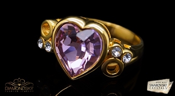 Brīnišķīga dāvana visām mīlošām sirdīm! Apzeltīts gredzens "Iemīlējusies Sirds" ar Swarovski™ kristāliem!