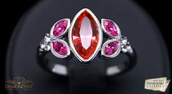Яркое позолоченное кольцо “Селена V” с разноцветными кристаллами Swarovski™.