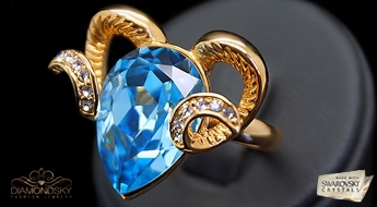Уникальное позолоченное кольцо “Козерог” с безупречным Австирйским кристаллом Swarovski™.