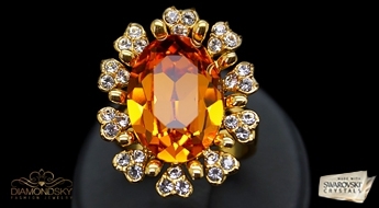 Romantisks apzeltīts gredzens "Saules Ausma" ar Swarovski™ kristāliem par iepazīšanās cenu!