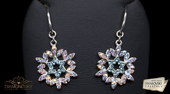 Позолоченные сережки "Снежинки III" с яркими кристаллами Swarovski™ по ознакомительной цене!