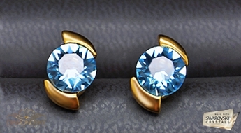 Великолепные позолоченные серьги “Млечный Путь (Aquamarine Blue)”  украшенные кристаллами Swarovski™ со скидкой 50%!
