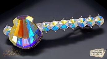 Spilgta franču matu sprādze - automāts "Kristalīna (Aurora Borealis)" ar apžilbinošas krāsas Austrijas Swarovski™ kristāliem.