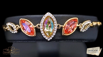 Яркий и роскошный позолоченный браслет “Разноцветное Ассорти” с разноцветными кристаллами Swarovski™ со скидкой 50%!