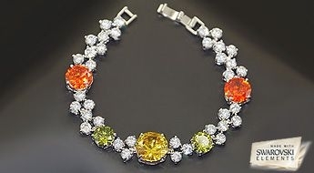 Красивый и яркий позолоченный браслет “Сильвия” с кристаллами Swarovski Elements™ по ознакомительной цене!