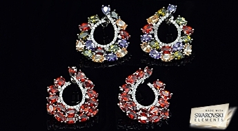 Позолоченные серьги “Азура” с уникальным дизайном из разноцветных кристаллов Swarovski Elements™.