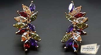 Очень радужные и красивые серьги с разноцветными кристаллами Swarovski Elements™ по ознакомительной цене!