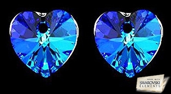 Labākā dāvana romantiskām dāmām! Lieliski, klasiska dizaina auskari ar tumši ziliem Swarovski Elements™ kristāliem.