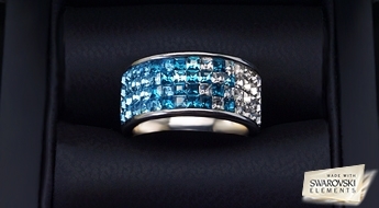 Кольцо классического дизайна Swarovski – “Анирити” с бело-голубыми кристаллами Swarovski Elements™.