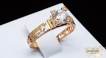 Великолепное модное колечко с романтическим дизайном, украшенное кристаллами Swarovski Elements™.