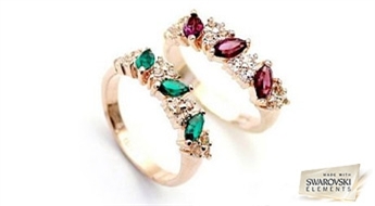 Европейский дизайн и качество! Красивое кольцо с золотым 18-ти каратным напылением и кристаллами Swarovski Elements™!