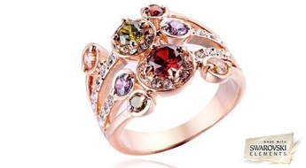 Сияющая Нежность для милых дам! Красивое позолоченное кольцо с кристаллами Swarovski Elements™ с невероятной скидкой 50%!
