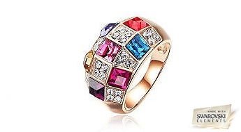 Удивительное кольцо “Осенний Узор” с яркими и необычными кристаллами Swarovski Elements™ разных цветов.