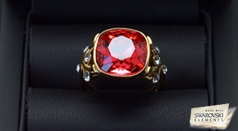 Любите изисканный дизайн в украшениях? Позолоченное кольцо “Золотой Гранат” с розовым кристаллом Swarovski Elements™ по ознакомительной цене!
