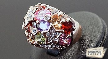 Подари себе звезду! Яркое кольцо "Звёздных Парад" целиком усыпанное разноцветными кристаллами Swarovski Elements™.
