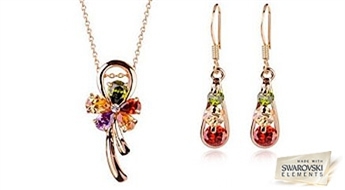 Комплект бижутерии "Цветок Жизни" с ярким дизайном и кристаллами Swarovski Elements™.