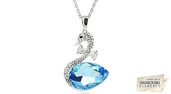 Изящный дизайн и блеск! Кулон “Кристальный Лебедь” с ярким кристаллом Swarovski Elements небесного цвета.
