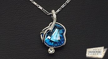 Позолоченный кулон “Хрустальный Гребешок” с голубым кристаллом Swarovski Elements™ со скидкой 50%!