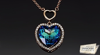 Восхитительная позолоченная подвеска “Кристальная Романтика” с ярким голубым кристаллом Swarovski Elements™ в форме сердца.