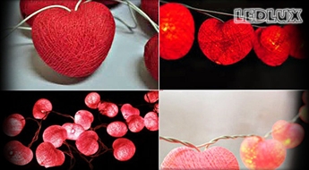 Световые гирлянды "Cotton Balls" с 20, 35 или 50 шариками в форме сердца со скидкой 50%!