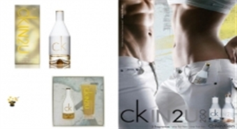Calvin Klein komplekts sievietēm smaržas In2U EDT 150ml + ķermeņa losjons 200ml ar 40% atlaidi!
