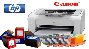 Заправка чернильного картриджа черной или трехцветной краской принтера „Canon” или „HP” в компьютерном сервисе