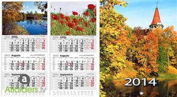 Отличный подарок для себя или своих близких! Настенный ФОТО календарь на 2014 год с Вами выбранной фотографией! Сейчас всего за 2,99 лата!