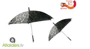 Зонт черного цвета с элегантным серебрянным рисунком!