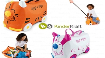 Kinder Kraft Trunki Bee Cool Ride and Roll Suitcase for Kids Cat Bērnu Ceļojuma soma