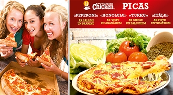 Southern Fried Chicken: sātīgā Peperoni, Honolulu, Itāļu vai Turku pica – 45% Piedāvājums spēkā līdz pat jūnija beigām!