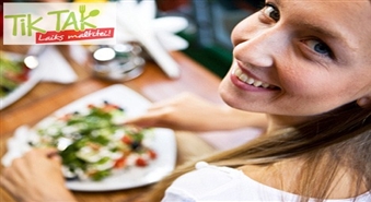 Sātīga un veselīga maltīte Tavai darba dienai! Trīs pusdienošanas reizes bistro "TIK TAK" ar 48% atlaidi!