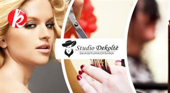 Matu sakņu krāsošana vienā tonī ar KEUNE krāsām + matu galiņu aplīdzināšana + viegla veidošana salonā Studio Dekoltē -49%